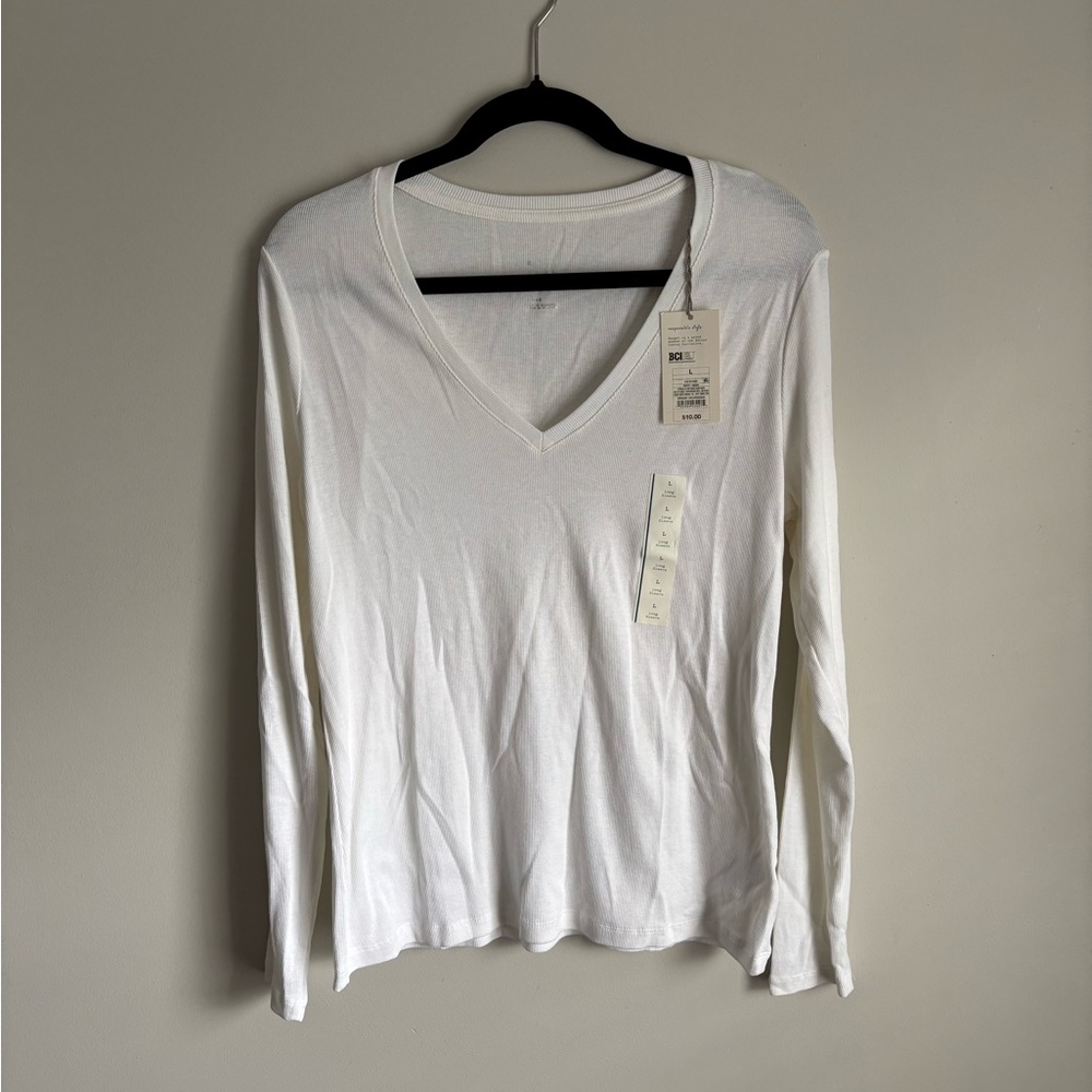 NWT- A New Day White along Sleeve Shirt- Size Large